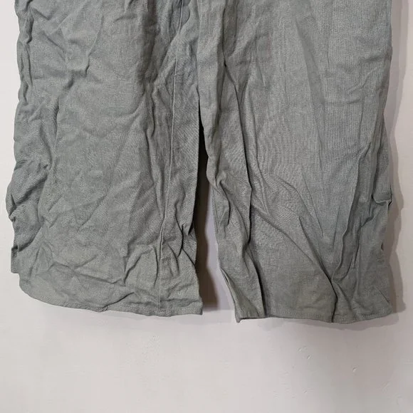 Gentle Sage Green Linen Halter Jumpsuit - size 5 / small - Picture 4 of 9